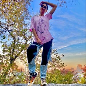 Pink Hand painted logo t-shirt “NyalaInVenus”